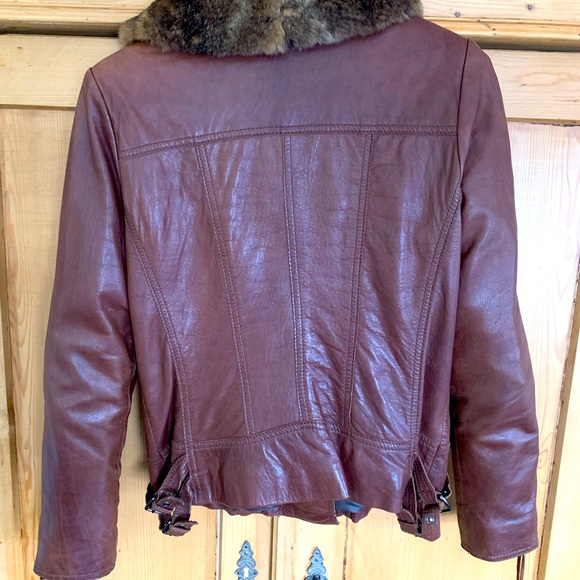 Marc New York rabbit fur collar bomber jacket, size medium - Picture 9 of 10